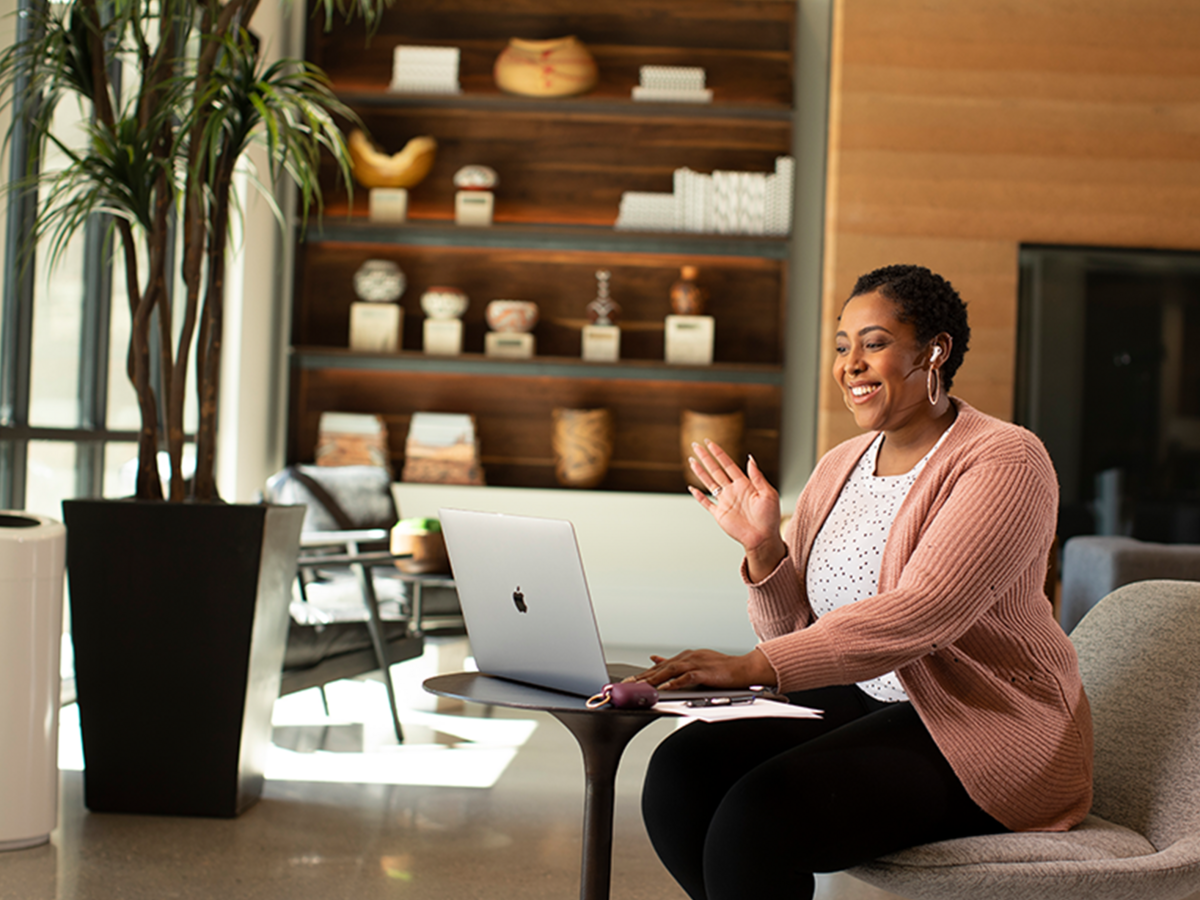 Woman working on laptop