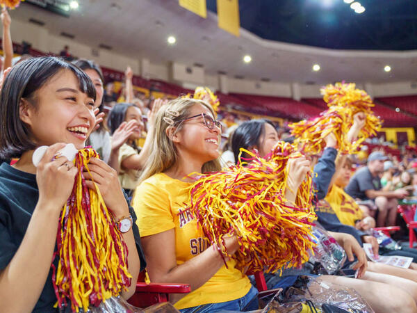 ASU students cheering