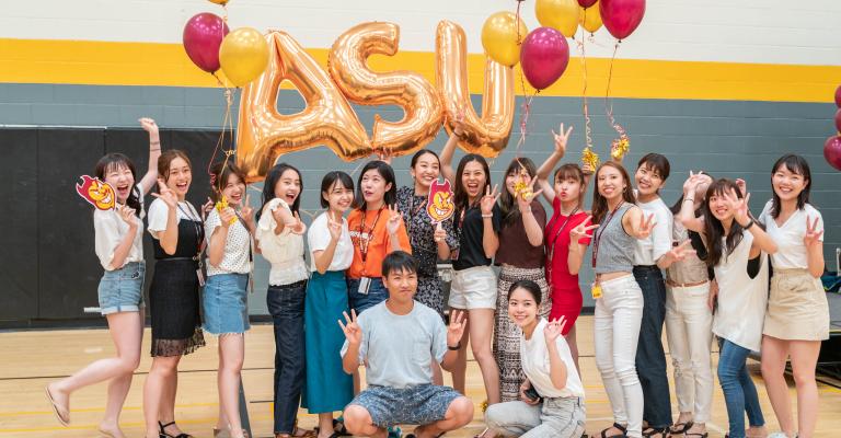 Japanese Global Launch students showing their Sun Devil pride.